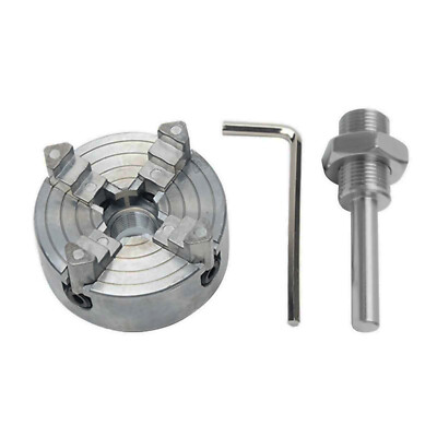 4-Jaw Wood Lathe Chuck W/ Wrench Connecting Rod For Woodworking Tool Parts