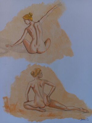 female figure nude oil painting study artist Jerome Cadd ''Golden back blonde''