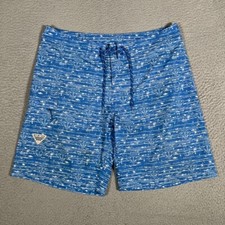 Columbia Shorts Mens 36 Blue PFG Boardshorts Fishing Graphic Pocket Drawstring