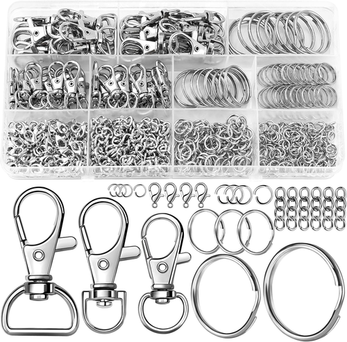 Kit Portachiavi 360pz Clip Portachiavi Metallo Argento Ganci con Portachiavi Aragosta Cla - Foto 9 di 12