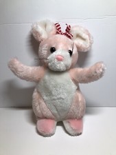 Vintage America Wego 9 Inch Pink Stuffed Animal Plush Mouse Bow Korea 1988