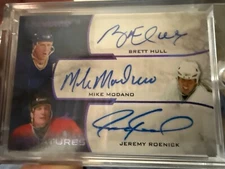 2018-19 Leaf Ultimate - Hexa Signatures Brett Hull, Mike Modano, Jeremy Roenick