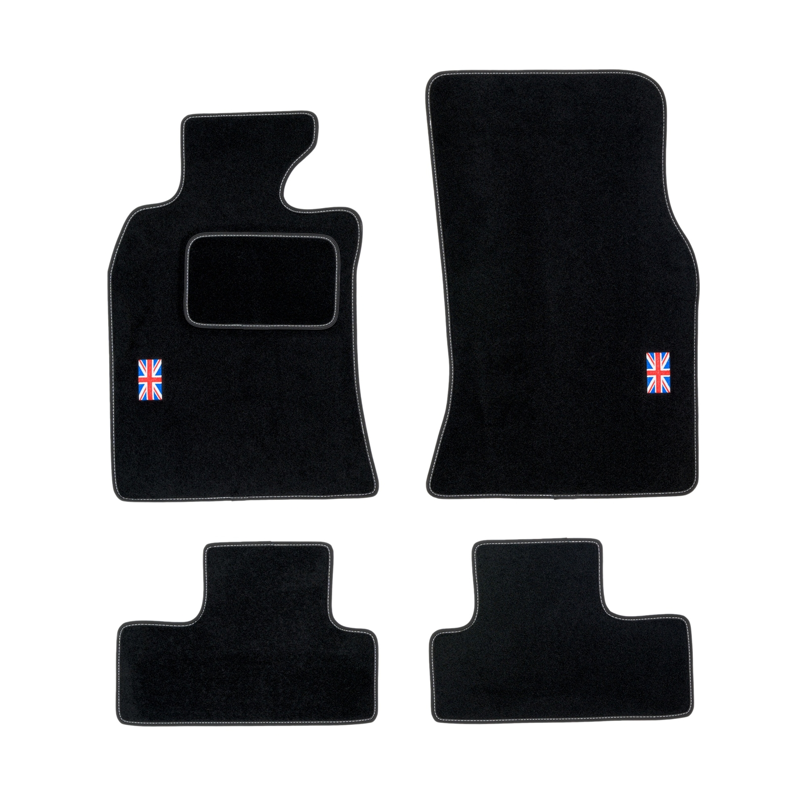 Tapis de sol en velours noir avec logo drapeau anglais pour Mini Cooper I de 2001 à 2014