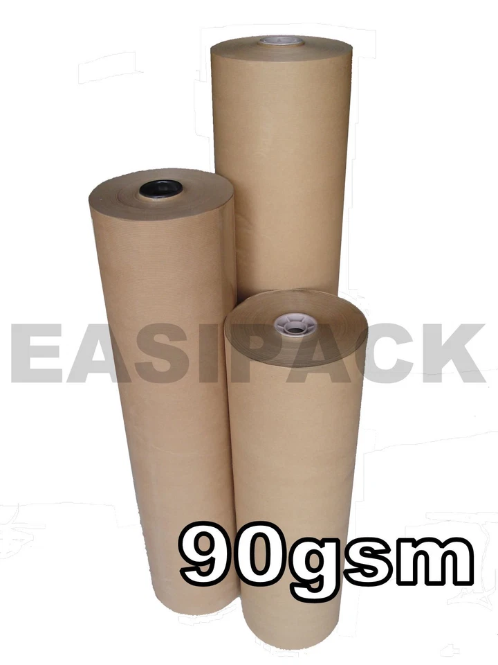 EASIPACK 2 x Roll 600mm x 200m Brown Pure Kraft Packaging Paper 90GSM
