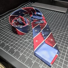 Art Go'Den Mens Tie 100% Silk Hand Made Neck Tie Striped Red White & Blue 62x3.4