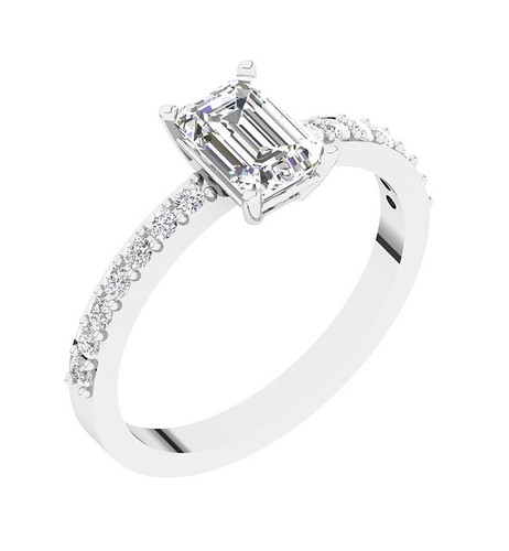 VVS F 1.35Ct Accent Solitaire Ring Lab Grown Emerald Round Diamond 14K Rose Gold - Picture 2 of 10