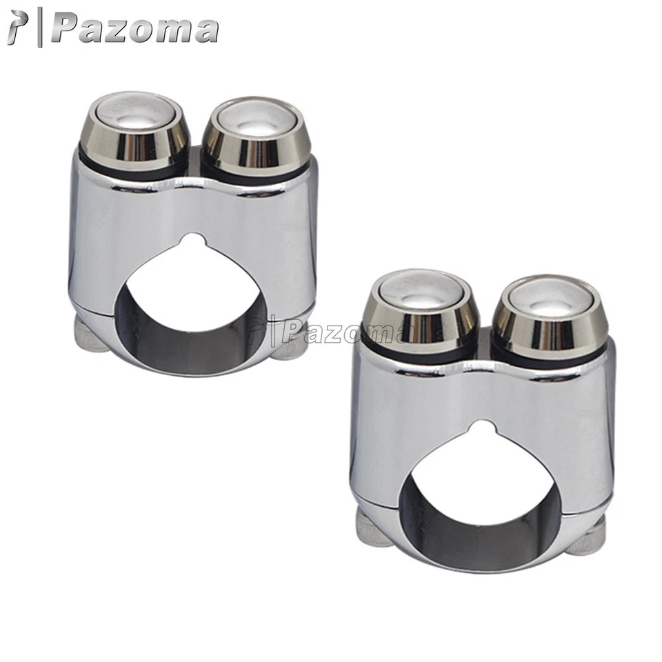 For Harley-Davidson 7/8" Handlebar 2-Button Custom Switch Chrome Gear Housing - Image 4 of 4