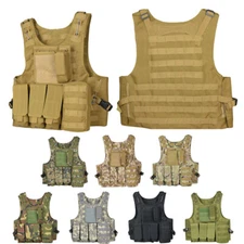Tactical Airsoft Vest Military Adjustable Vest Modular Vest with Pocket Pouch US