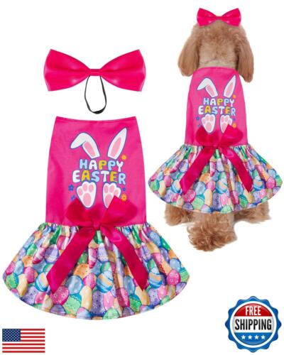 Happy Easter Eggs Day Dog Dress Holiday Dog Clothes for Medium Dogs with Head