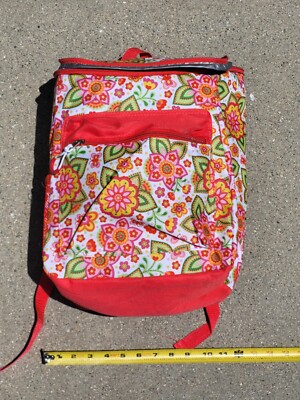Crane Insulated Backpack Cooler Pink Flower Print Outside Pocket NWT