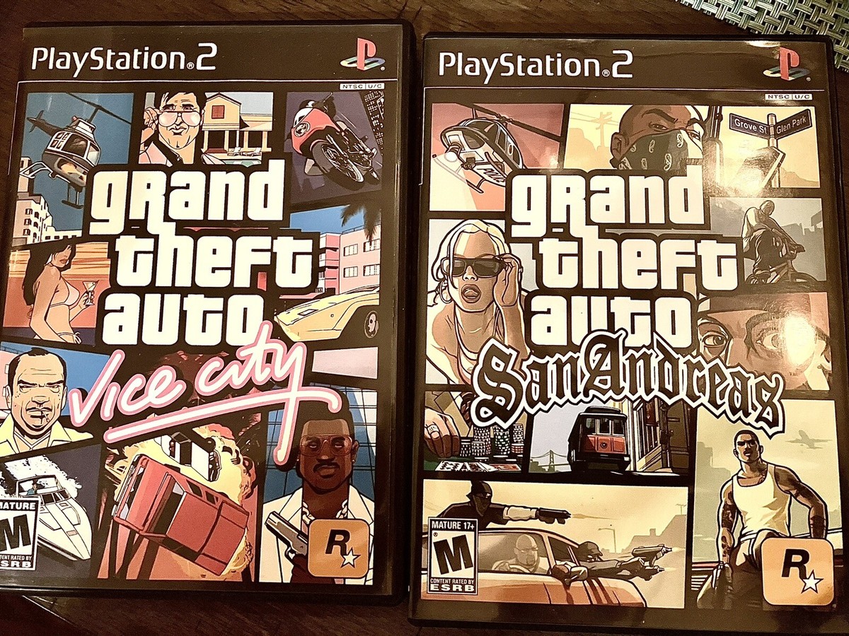 Lot De 2 Jeux PS2 : Grand Theft Auto San Andreas Et Vice City - Bon état - Version US/Canada