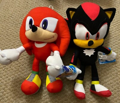 BRAND NEW W/TAGS!  Knuckles and Shadow 12'' SEGA Licensed Plush Set Of 2 Hedgehog
