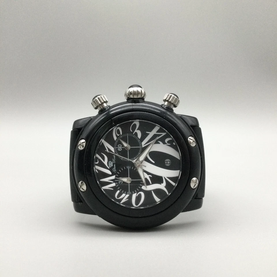 Glam Rock Miami Beach Chronograph Watch Women 46mm Silver Tone Black New Battery - image 4 of 4