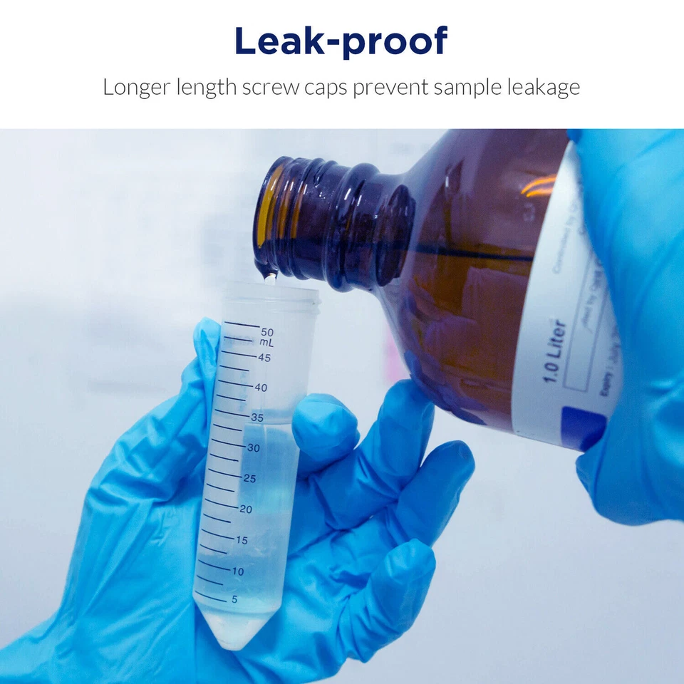 Tubos de centrífuga de laboratório 50 ml, tubos de frasco de tampa de parafuso cônica estéril, tampas à prova de vazamentos - Imagem 3 de 4