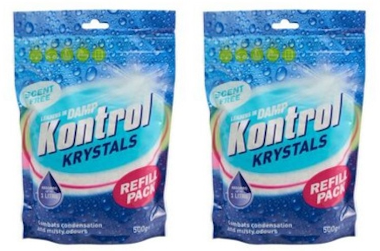 2x Kontrol Dehumidifier Refill Crystals Moisture Damp Mildew Condensation - 500g