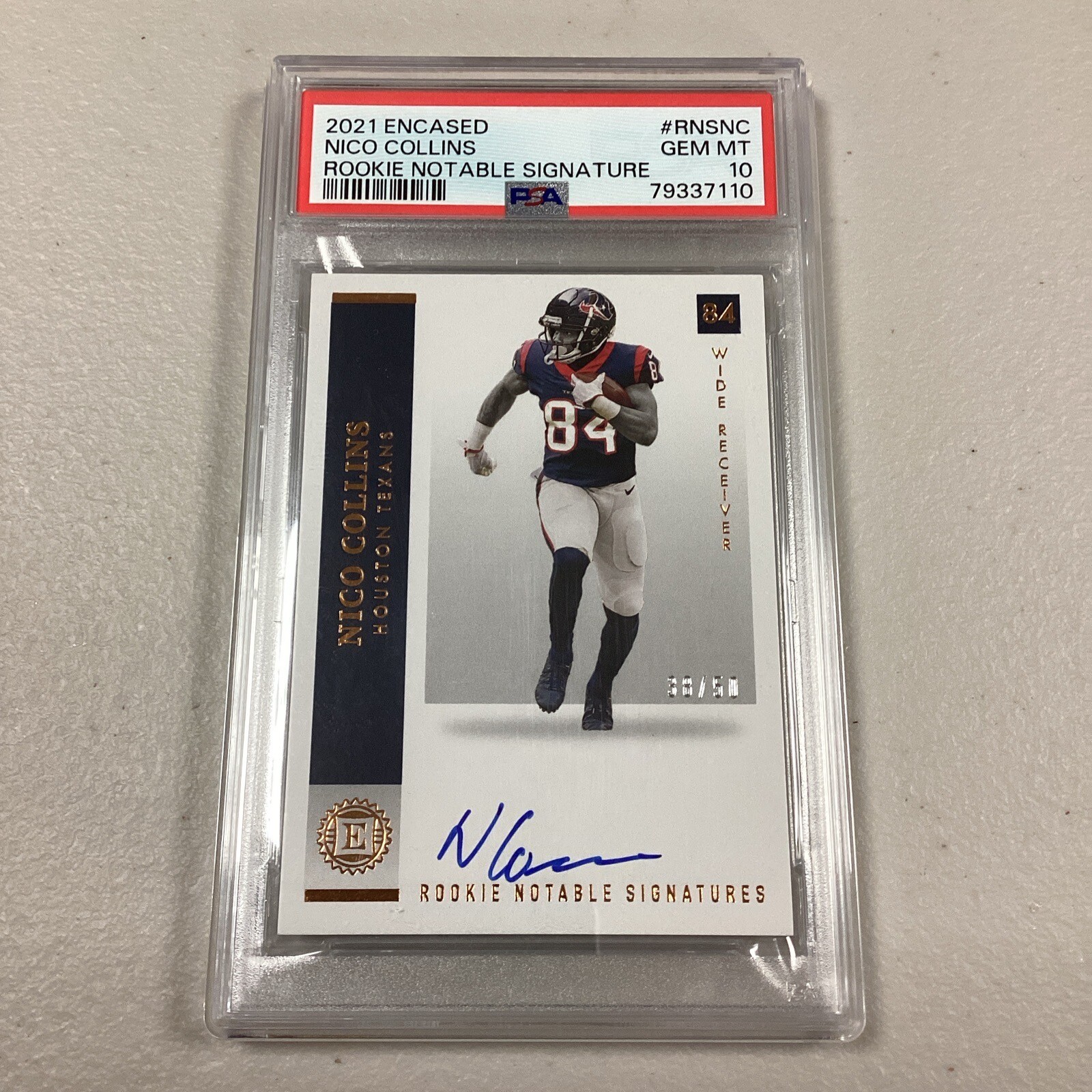 Nico Collins Panini Encased Rookie Notable Signatures #RNSNC Base