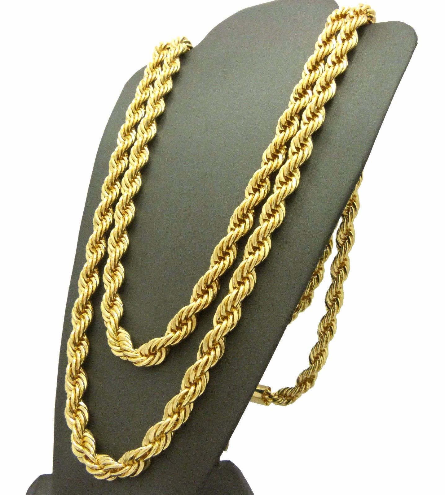 NYFASHION101 6mm Unisex Hip Hop Rope Chain Necklace In Gold-Tone, 20" G1.2-20 - Foto 12