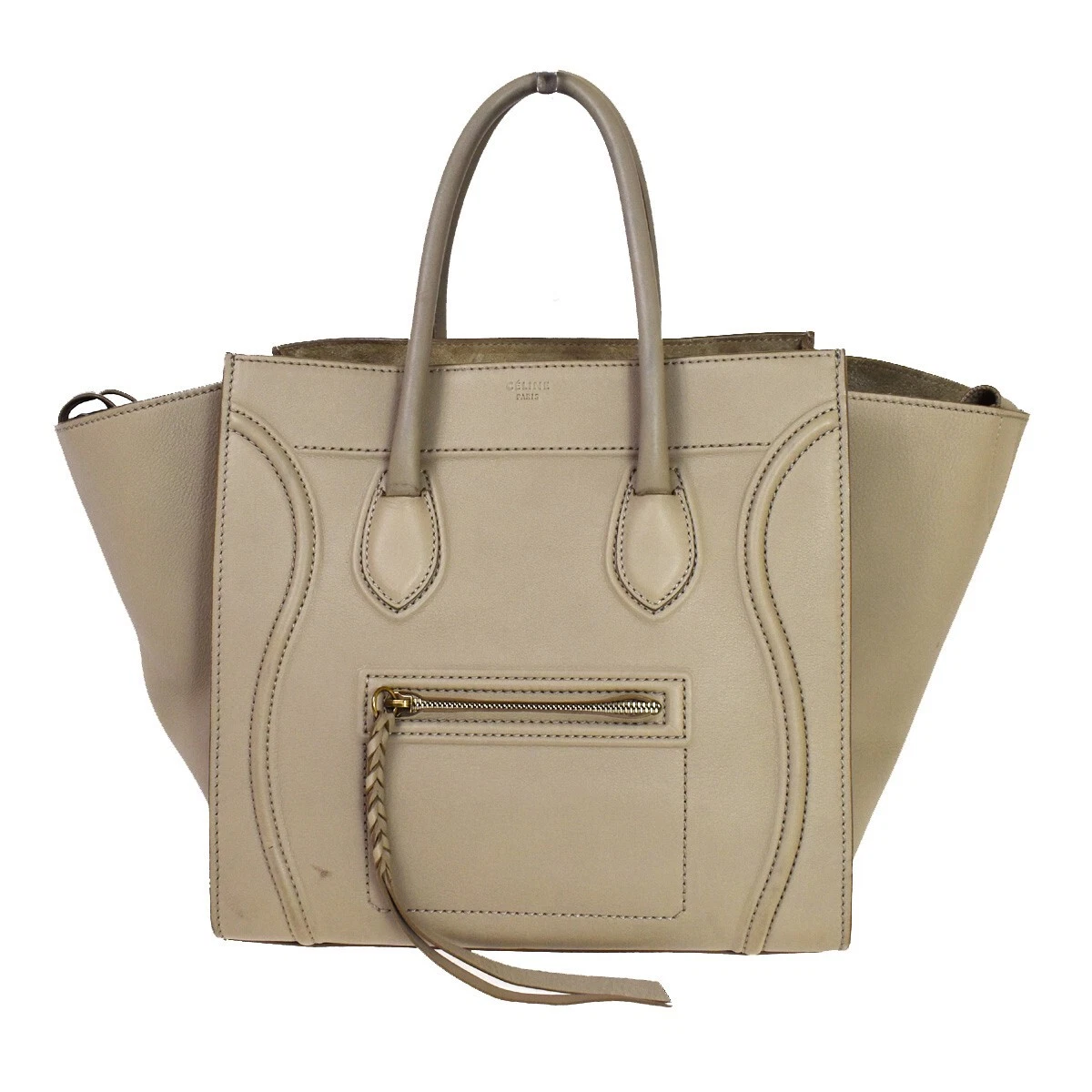 Zipper Tote Leather Bag, Leather Tote Bag for Women | Mayko Bags Beige