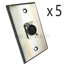 5 Pack 1-Port Socket XLR Female Stainless Steel Microphone Mic Audio Wall Plate