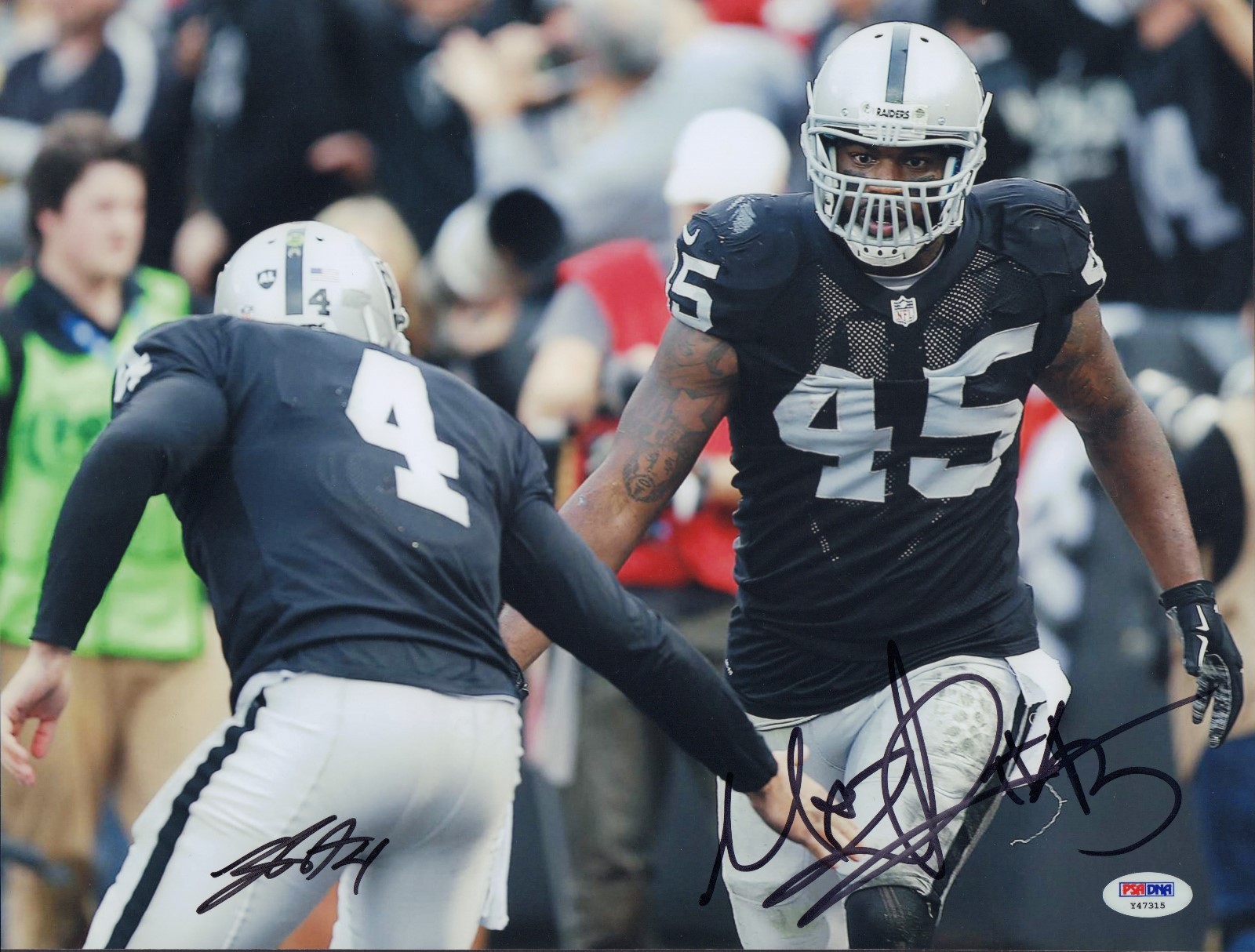 Derek Carr Autographed Signed Oakland Raiders / Marcel Reece 11x14 Photo JSA COA 