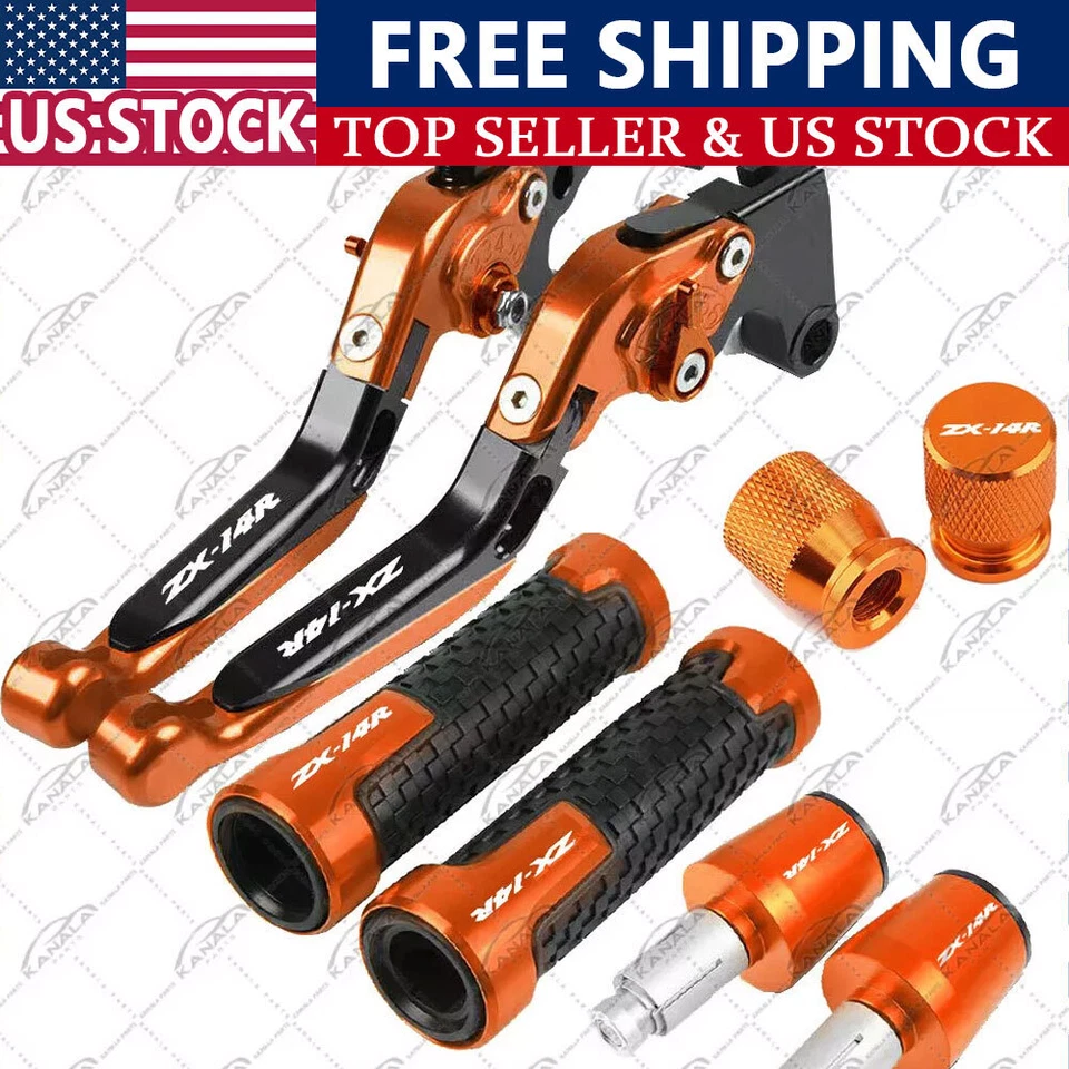US For KAWASAKI Ninja ZX-14R ZX14R 2006-2017 Handle Grips + Brake Clutch Levers - Imagem 2 de 4