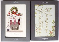 LOT OF 2 Christmas Season's Greeting Cards and Envelopes Hallmark Holiday Boxed