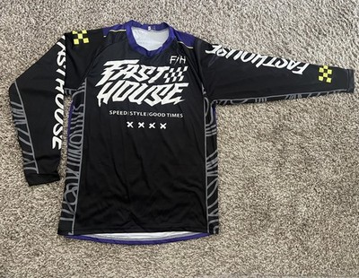 Fasthouse Moto Crew Jersey Mens LG Black Purple MTB Long Sleeve BMX Motocross