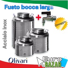 CONTENITORE BIDONE FUSTO IN ACCIAIO INOX PER OLIO  15 30 50 LITRI  MADE IN ITALY