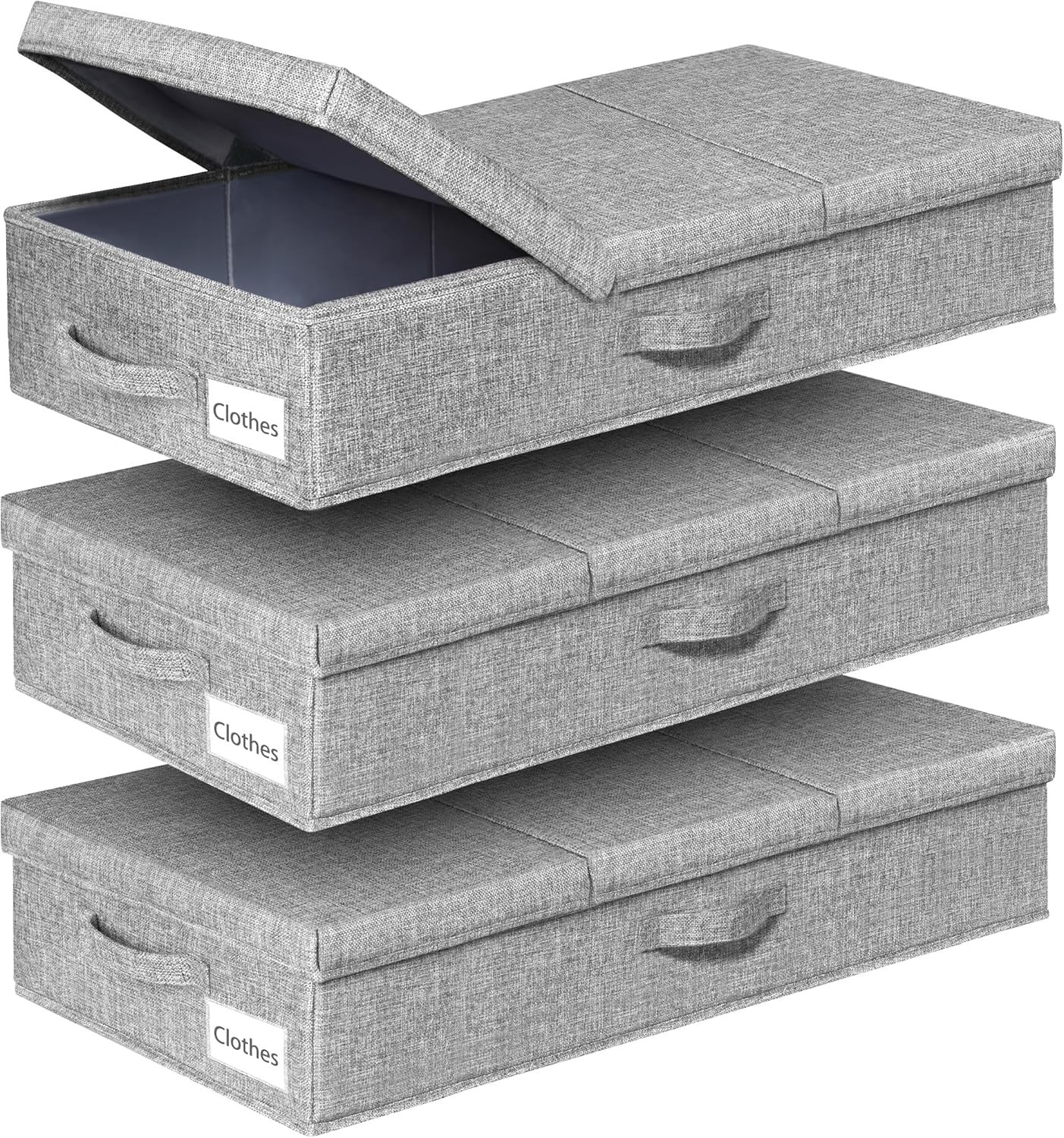 Under Bed Storage Containers, 3 Pcs Large Blanket Clothes Storage Bag, Long Flat-image