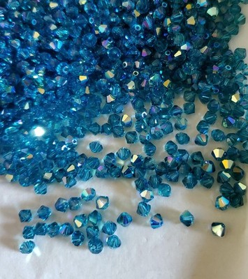 Swarovski 5301 4mm bicone beads, Indicolite AB (48pcs)