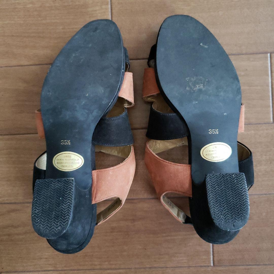 Autentici sandali con tacco Yves Saint Laurent nero arancione scamosciato taglia 35 5 donna