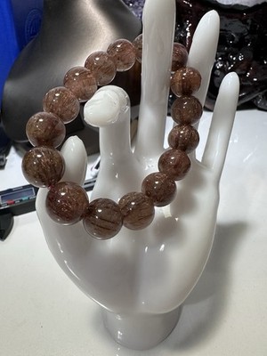 High Quality Copper Rutilated Quartz Beaded Bracelet ~13mm Beads ( 16pcs Beads)