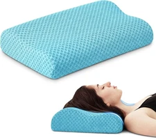 Travel Pillow Memory Foam Pillows, Ergonomic Wave Cervical Neck Pillow for Neck 
