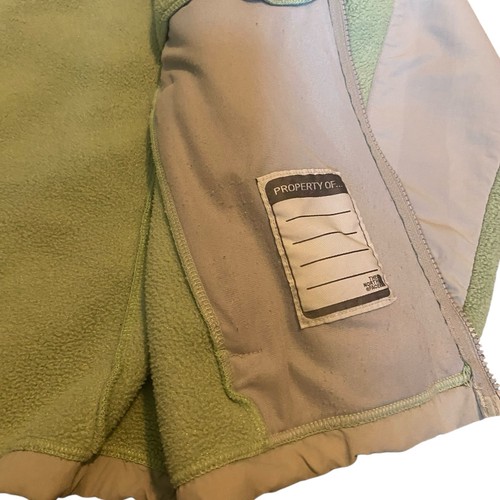 North Face Pastel Green Fleece Jacket Polartec Denali Gray Shell Logo Girls Lg - Picture 9 of 11