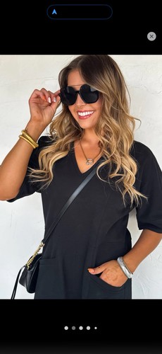 Cam Luxe Lounge Jumpsuit Size M/L Blakeley Black Wide Leg Pockets V Neck NWT - Picture 5 of 6