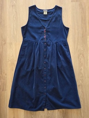 Vtg Northern Reflections Corduroy Embroidered Jumper Dress XL Pockets Cottage
