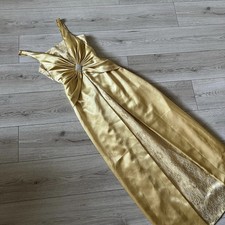 Vintage gold empire formal prom dress with sequin  lace detailing no sz label