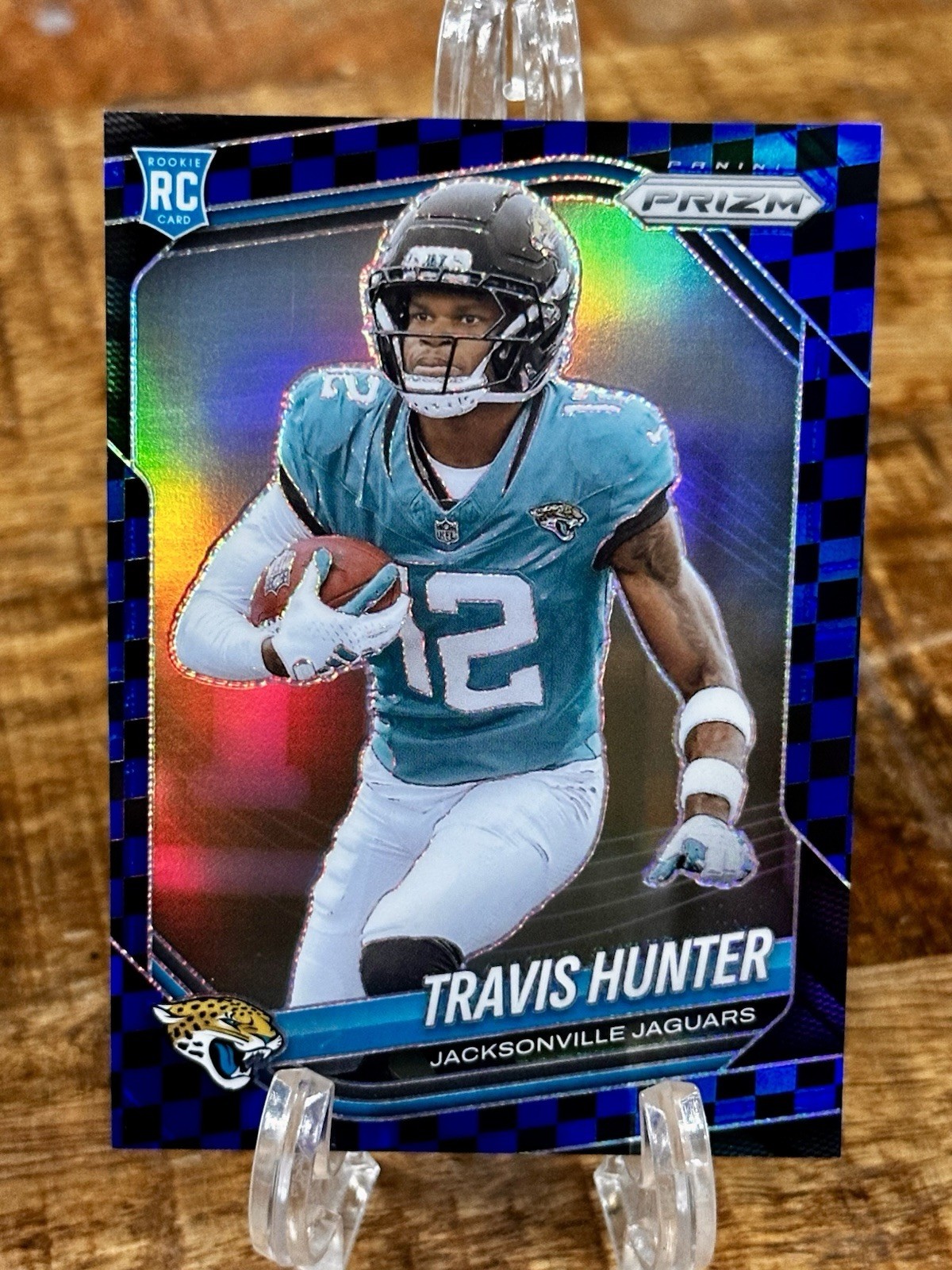 2025 Panini Prizm Travis Hunter Rookie BLUE & BLACK CHECKERBOARD PRIZM SSP #301