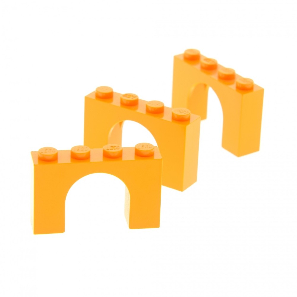 3X Lego Arch Brick 1X4X2 Medium Orange Gate Arch Castle Bridge 4158935 6182