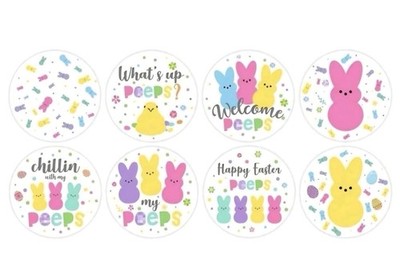 100 Pieces Round 1  Happy Easter Peeps Bunny Stickers Party Decor Envelope Seals