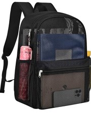 Mesh Backpack Lightweight See Through College Student Backpack for Black