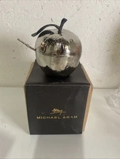 Michael Aram Apple Honey Pot w/ Spoon Nickelplate Silver Colored 110780