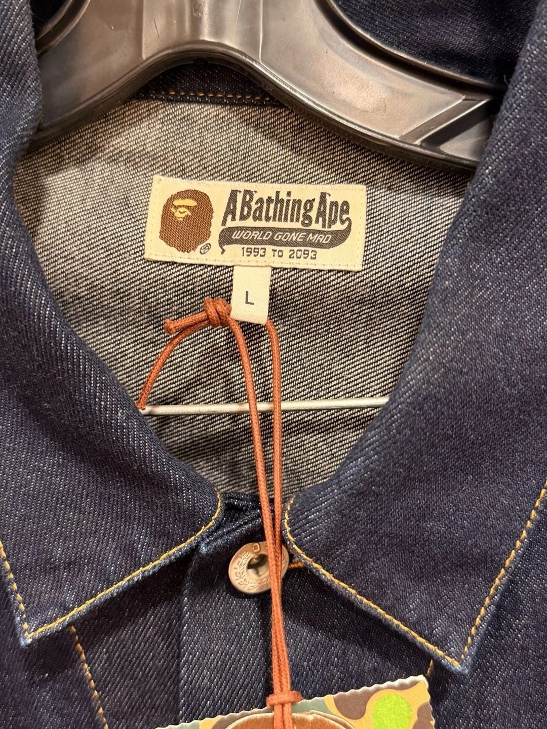 BAPE Multi Motif Loose Fit Denim Jacket Indigo Men's -L image 4