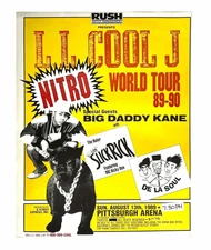 LL COOL J Slick Rick DE LA SOUL 1989 NITRO WORLD TOUR CONCERT POSTER Near Mint