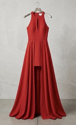 Alexis Contessa Long Dress Gown Red S NWT $980 Open Front Flawed