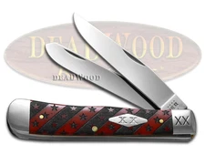 Case xx Trapper Stars & Stripes Dark Red Bone 1/500 Stainless Pocket Knife