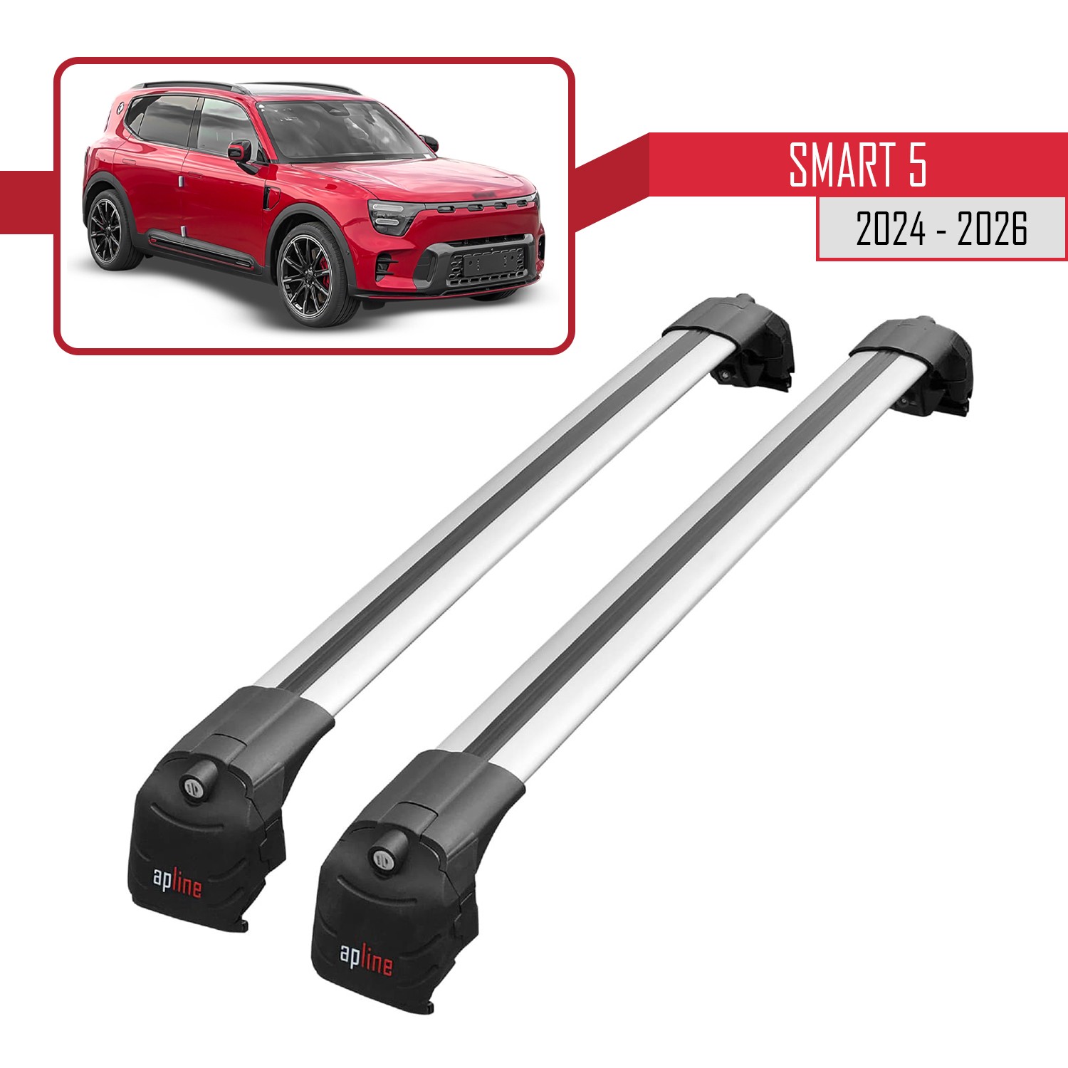 Barres de toit ACE-2 en aluminium pour Smart 5 charge 75kg gris