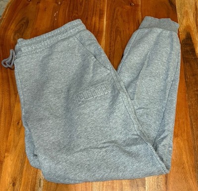 PUMA Men's L Gray Fleece Athletic Logo Sweatpant Joggers Greey