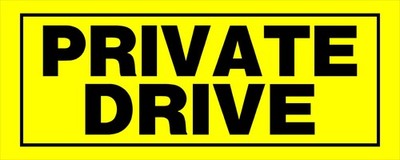 841806 Private Drive Sign with, Yellow and Black Heavy Duty Plastic, 6x15 Inc...