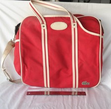 Vtg Lacoste red travel bag by LARK shoulder 16" needs cleaning 